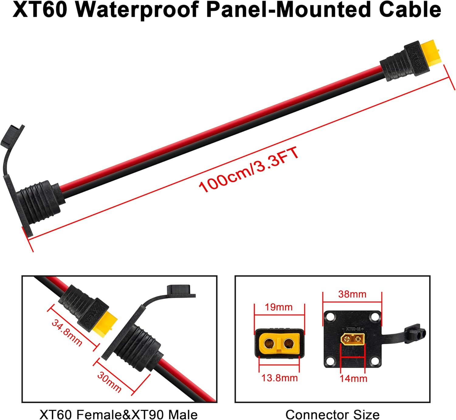 JMUYTOP 3FT 12AWG XT60 Panel M - Drone Battery Adapter 评论和价格