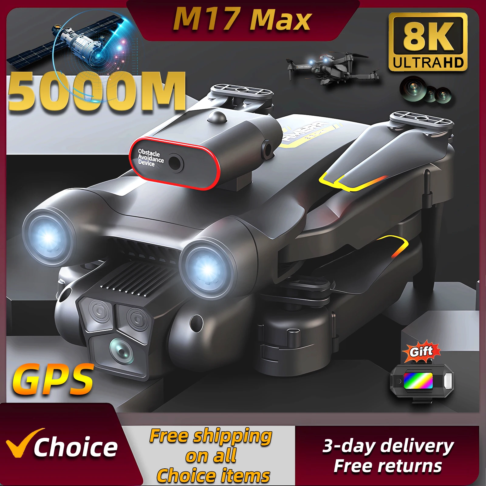 New M17 Max Drone 8K Professin - Drone Beacon Light 评论和价格